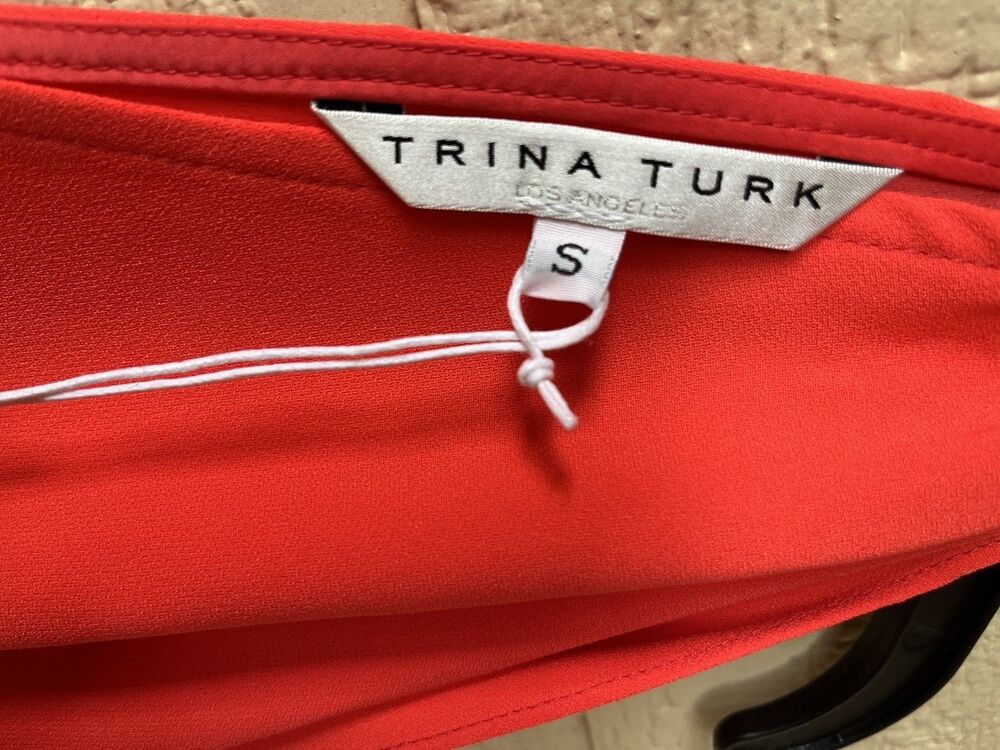 Trina Turk women Poppy Haipo Draped Side Tie Back Crepe Blouse Top sz Small $198 - Picture 8 of 11